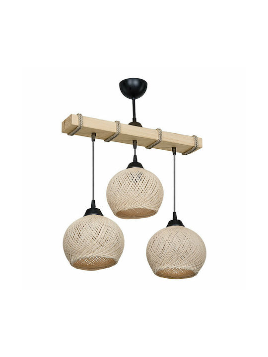 Pakketo PWL-1120 Pendant Light Beige Boho with Rope for Socket E27 50x20x63cm