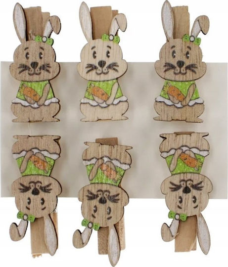 Craft with Fun Πασχαλινός Λαγός Ξύλινος Σετ 6τμχ