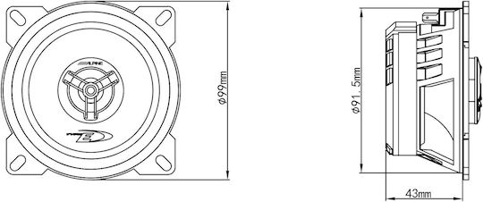 Alpine Комплект Автомобилни Високоговорители 4" с 25W RMS (2 път)