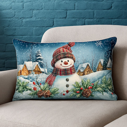 By Queen Limited Festive Edition Μαξιλαροθήκη Snowman Village 50x30εκ