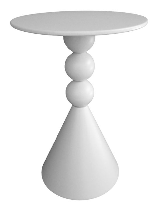 Bilane Round Kitchen Table Wooden with Metal Frame Cream Shade 39x39x55cm