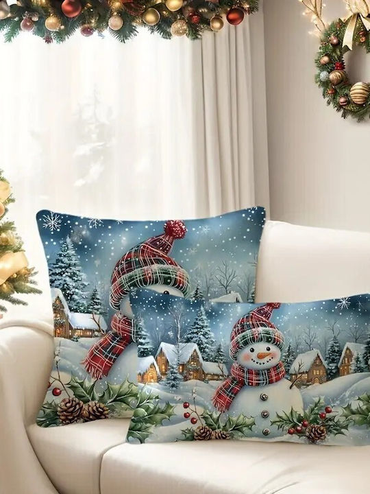 By Queen Limited Festive Edition Pillow Case Snowman Village 50x30cm