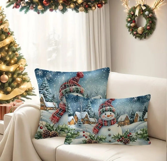 By Queen Limited Festive Edition Μαξιλαροθήκη Snowman Village 50x30εκ