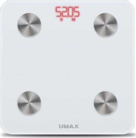 Umax Smart Scale Smart Badezimmerwaage mit Körperfettmessung & Bluetooth in Weiß Farbe