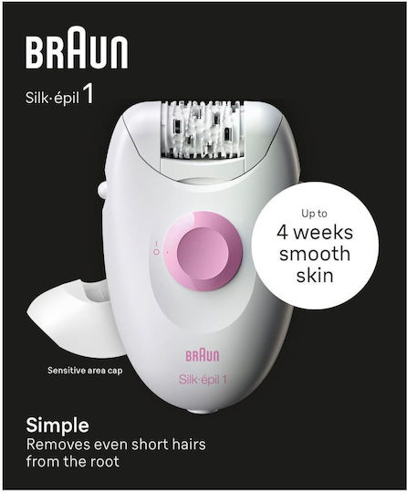 Braun Silk-Epil 1 Αποτριχωτική Μηχανή Epilator για Πρόσωπο & Σώμα