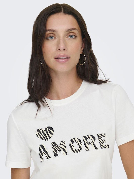 Women's T-shirt Animal Print White