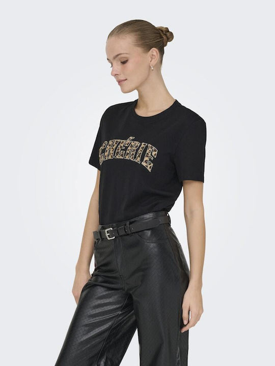 Γυναικείο T-shirt Animal Print Μαύρο