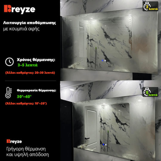 Reyze Ambient Στρογγυλός Καθρέπτης Μπάνιου Led Αφής 50x50cm