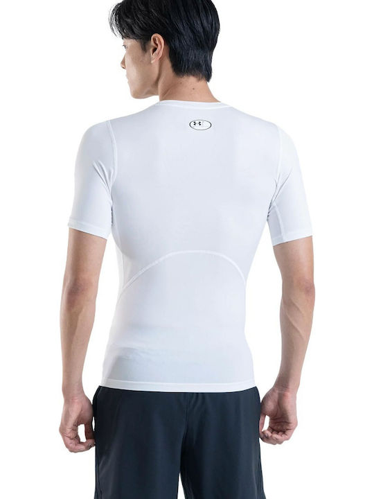 Under Armour HeatGear Ανδρική Ισοθερμική Κοντομάνικη Μπλούζα Compression Λευκή