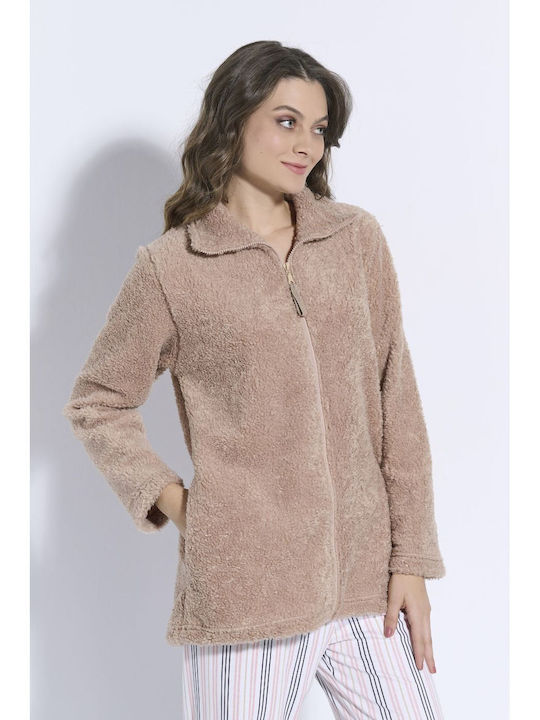 Jeannette Lingerie Χειμερινό Γυναικείο Σετ Πιτζάμας Μπεζ
