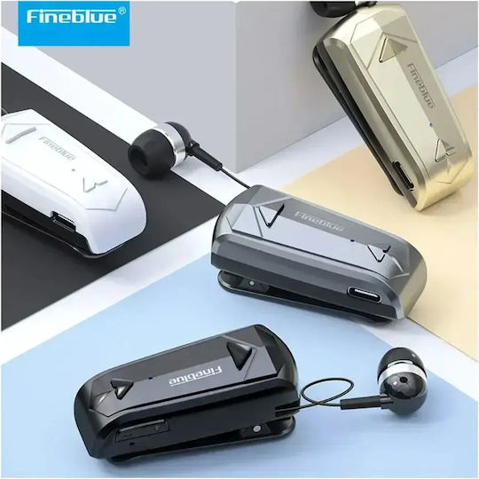Fineblue F520 In-ear Bluetooth Handsfree Ακουστικό Πέτου Ασημί
