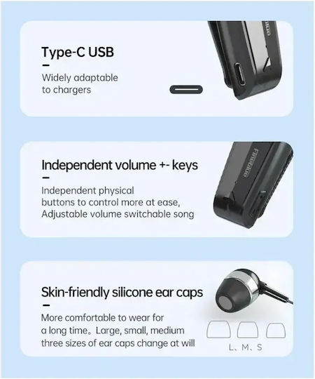 Fineblue F520 In-ear Bluetooth Handsfree Ακουστικό Πέτου Ασημί