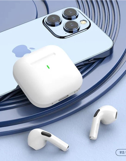 Pavareal V12 Earbud Bluetooth Handsfree Earphones with Charging Case White