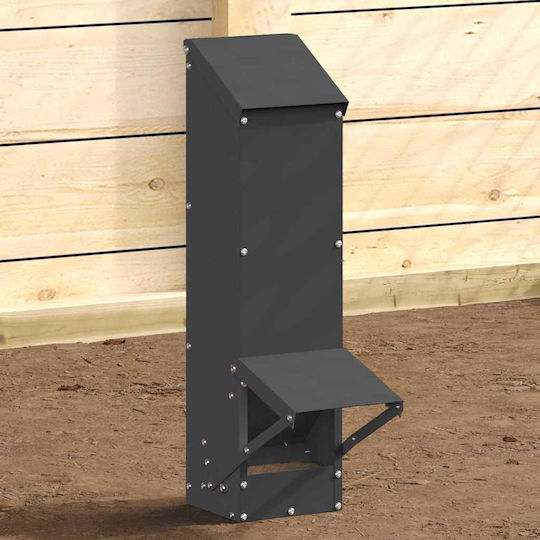 vidaXL Metal Chicken and Poultry Feeder with 5kg Capacity 13x12x51cm