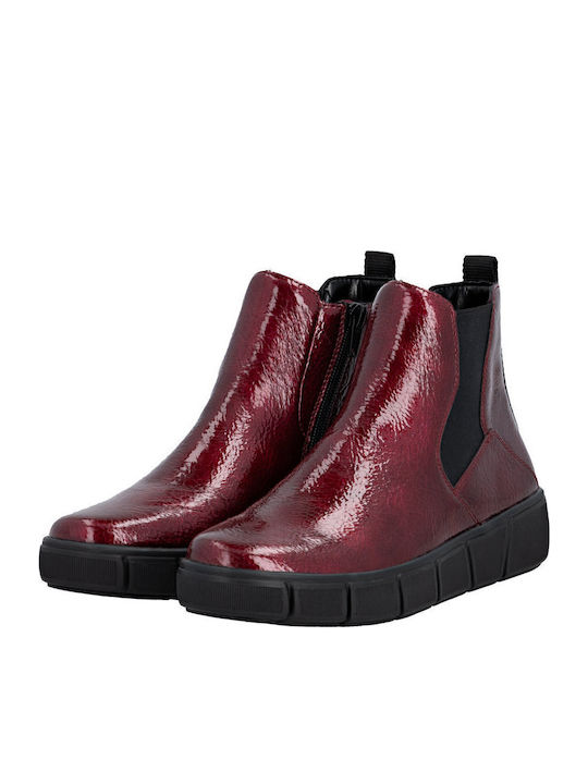 Leder Stiefeletten Damen Rot