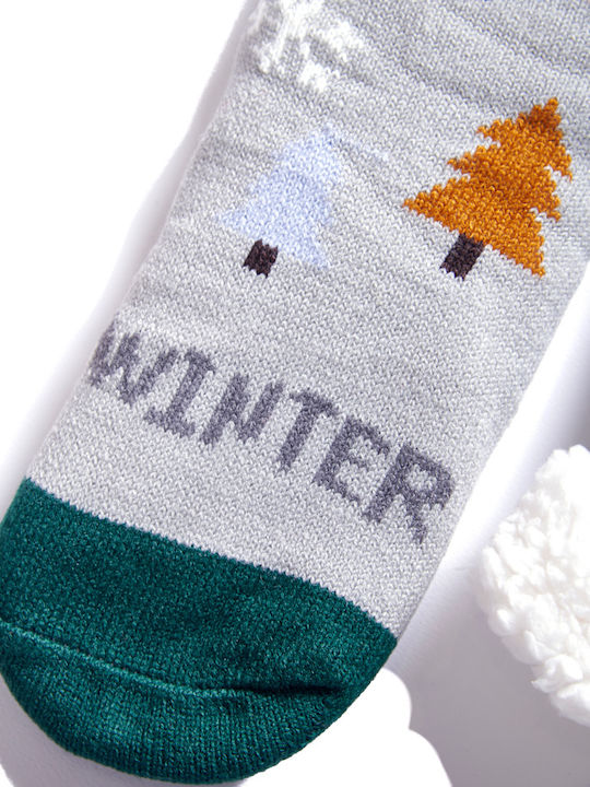 Women's Christmas Fleece Slipper Socks Gray Fir