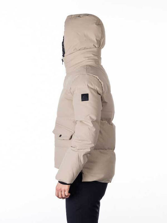 Women's Short Lifestyle Jacket for Winter Beige