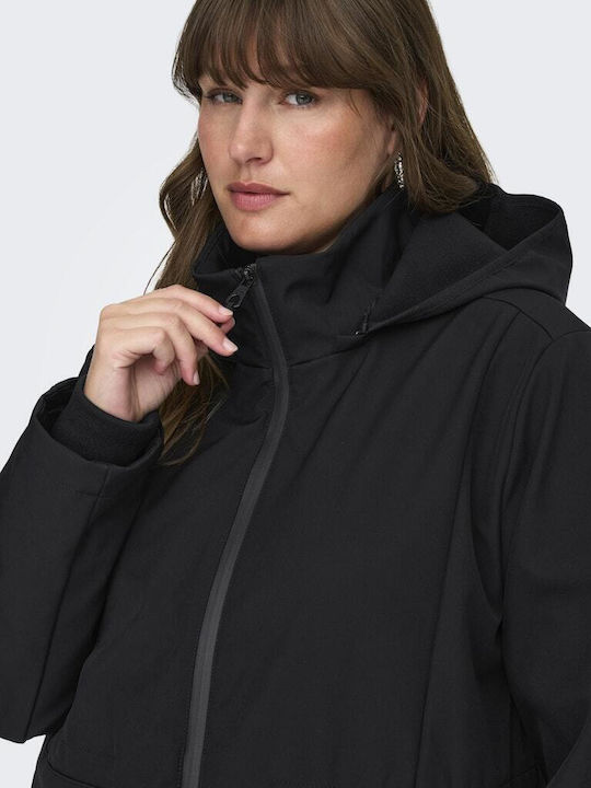 Women's Lifestyle Jacket Waterproof and Windproof for Winter with Hood Black