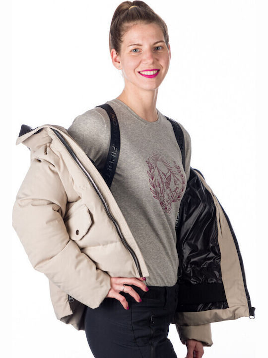 Women's Short Lifestyle Jacket for Winter Beige