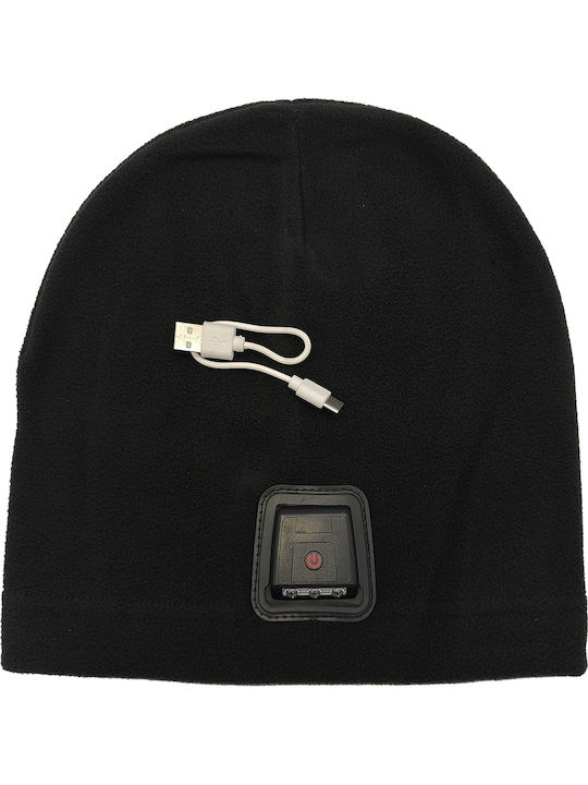 Beanie Unisex Fleece Σκούφος Πλεκτός σε Μαύρο χρώμα