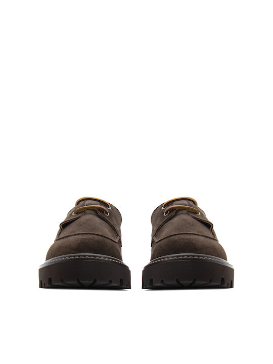 Kalogirou Leather Women's Boat Shoes in Brown Color