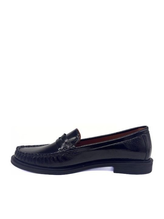 Δερμάτινα Γυναικεία Loafers σε Μαύρο Χρώμα