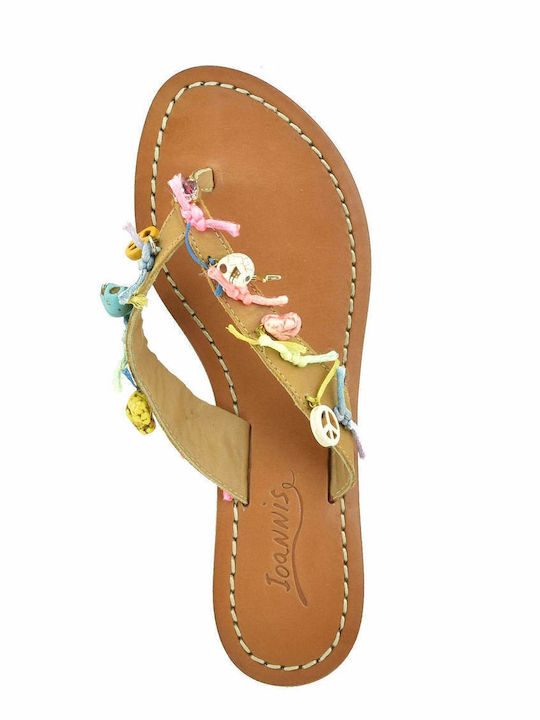 Leder Flache Sandalen für Damen in Braun Farbe