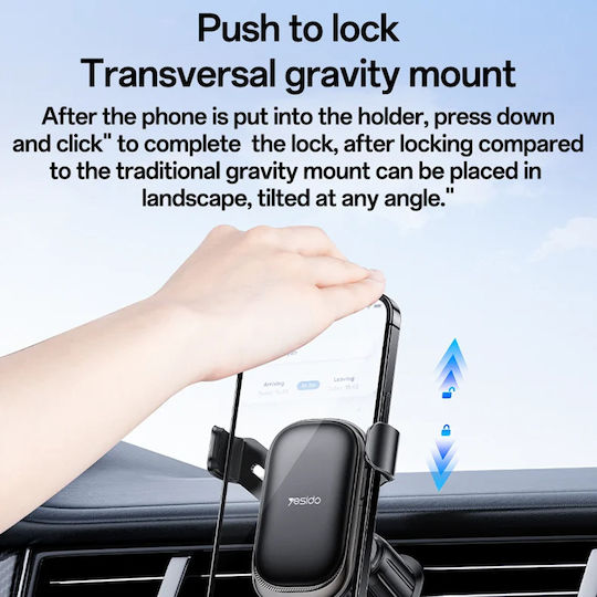 Yesido Suport Auto pentru Telefon cu cârlige reglabile Neagră