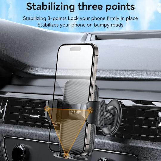 Yesido Suport Auto pentru Telefon cu cârlige reglabile Neagră