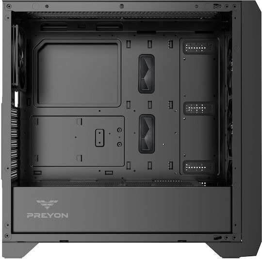 Preyon Nest Windy Gaming Midi-Turm Computergehäuse mit Seitenfenster Schwarz