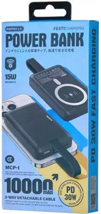 Remax MCP-1 Power Bank 10000mAh 30W με Θύρα USB-A και 2 Θύρες USB-C Power Delivery Μαύρο