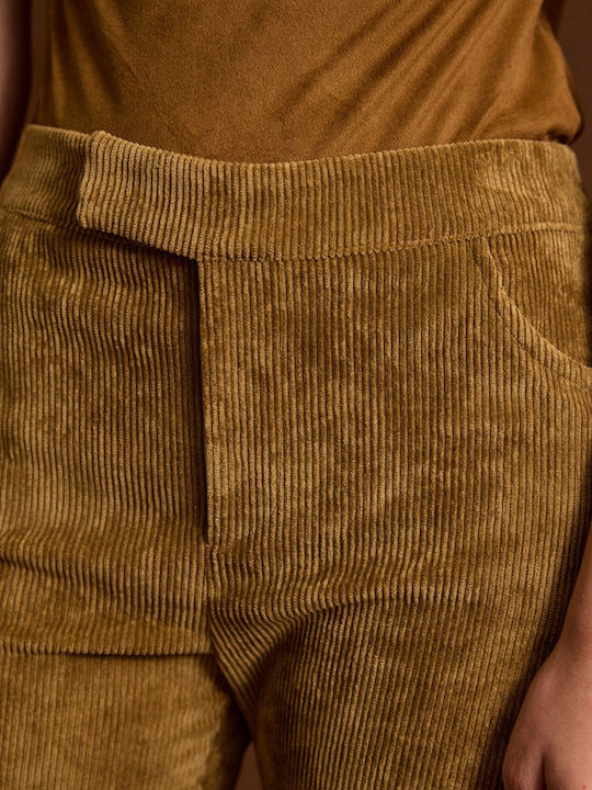 Irina Women's Fabric Trousers Regular Fit Olive