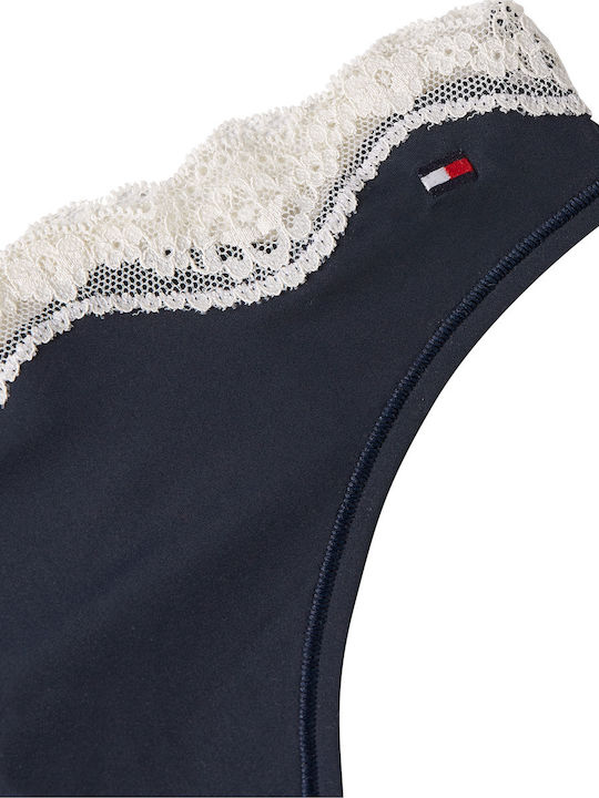 Women's String with Lace Blue