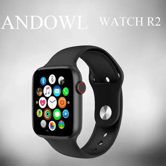 Andowl R2 Smartwatch με Παλμογράφο (Μαύρο)