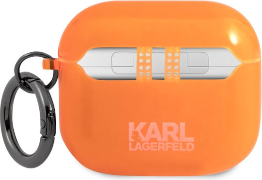 Karl Lagerfeld Choupette Silicone Case with Keychain Orange for Apple AirPods 3