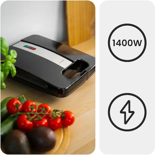 Huslog Τοστιέρα Γκριλιέρα 1400W Μαύρη