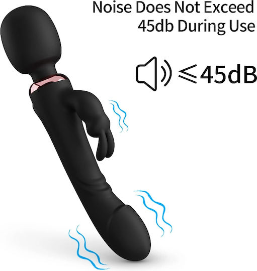 Smd Limitless Wand Vibrator 3-in-1 Rabbit Wireless Clitoral Vibrator & Realistic Dildo Black