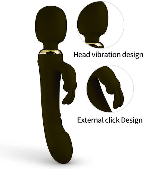 Smd Limitless Wand Vibrator 3-in-1 Rabbit Wireless Clitoral Vibrator & Realistic Dildo Black