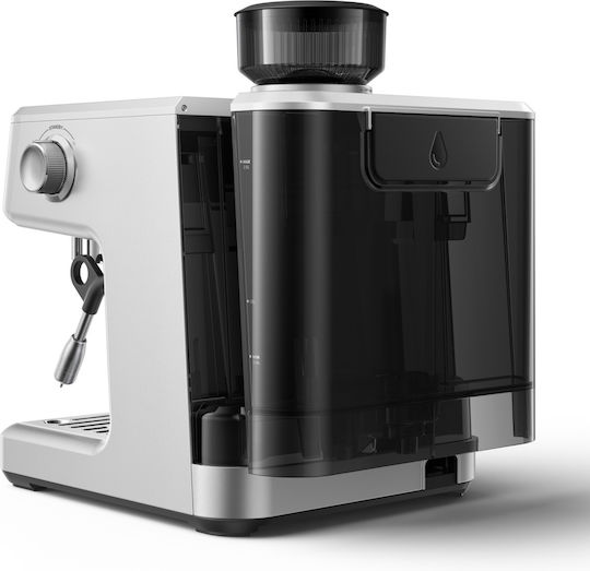 Mova Αυτόματη Μηχανή Espresso 2650W Πίεσης 20bar με Μύλο Άλεσης Ασημί
