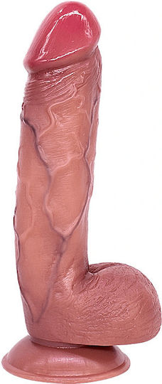 Neon Ρεαλιστικό Dildo με Όρχεις και Βεντούζα Καφέ 22.4cm SMD-080-NNXL-22CM