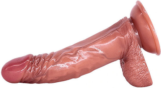 Smd Neon Premium Realistic Dildo 17cm Ρεαλιστικό Ομοιώμα Πέους Όρχεις Βεντούζα Caramel