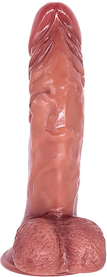 Smd Neon Premium Realistic Dildo 17cm Ρεαλιστικό Ομοιώμα Πέους Όρχεις Βεντούζα Caramel