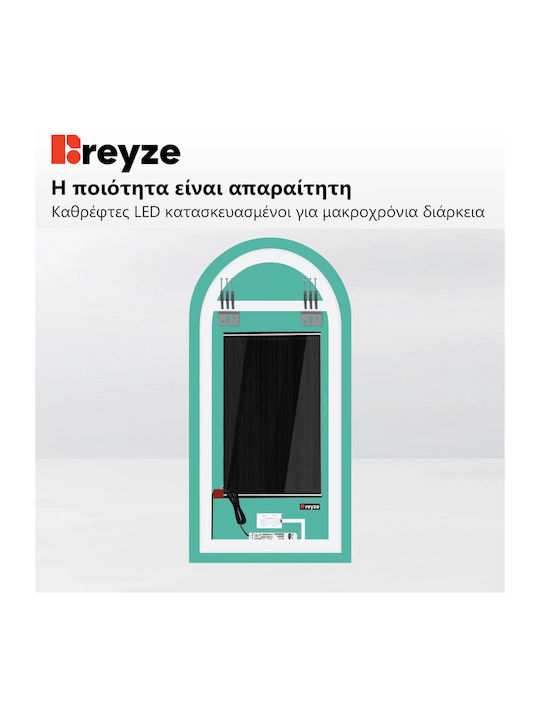 Reyze Ambient Halbkreisförmig Badezimmerspiegel LED Berührung 50x60cm