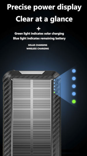 Ηλιακό Power Bank 10000mAh 15W με 2 Θύρες USB-A και Θύρα USB-C Μαύρο