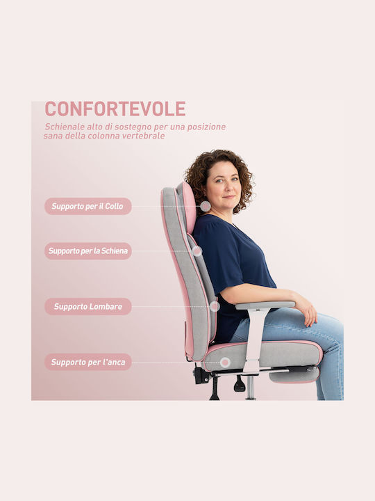HomCom Καρέκλα Γραφείου με Ρυθμιζόμενα Μπράτσα Ροζ