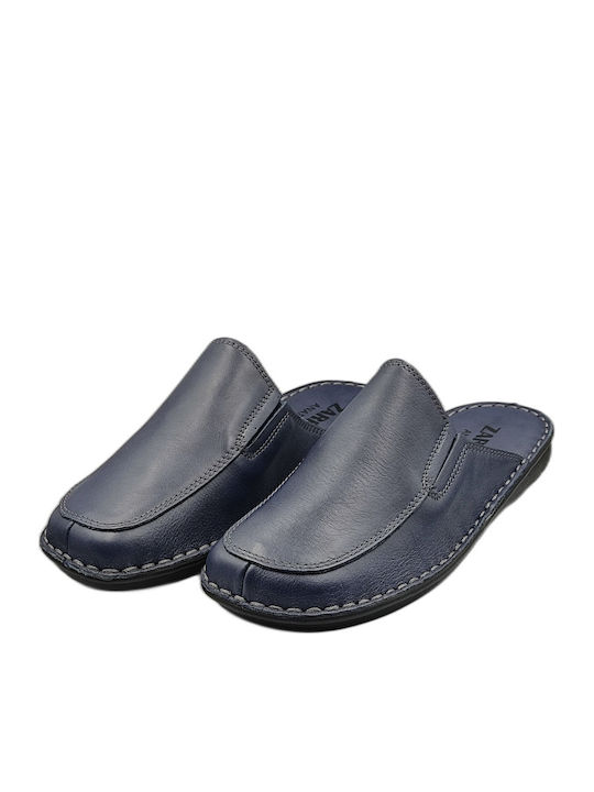 Men's Leather Slippers Blue