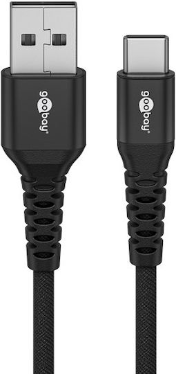 Goobay Geflochten USB 2.0 Kabel USB-C männlich - USB-A 60W Schwarz 2m (74527)