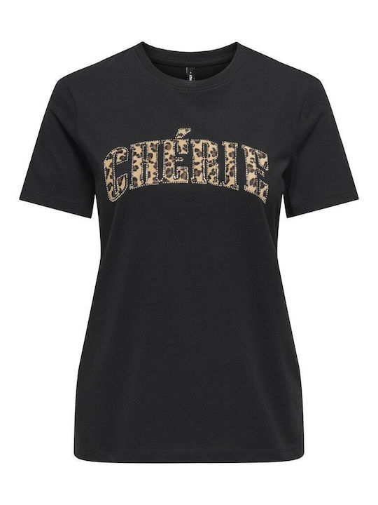 Γυναικείο T-shirt Animal Print Μαύρο
