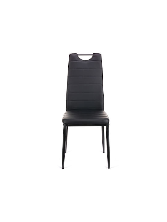 Tonia Pu Dining Room Artificial Leather Chair Black-leg Black 52x43x96cm