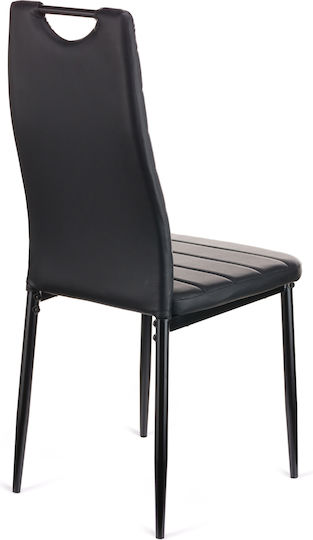 Tonia Pu Dining Room Artificial Leather Chair Black-leg Black 52x43x96cm